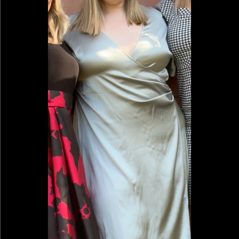 H&M Sage Satin Wrap Dress
